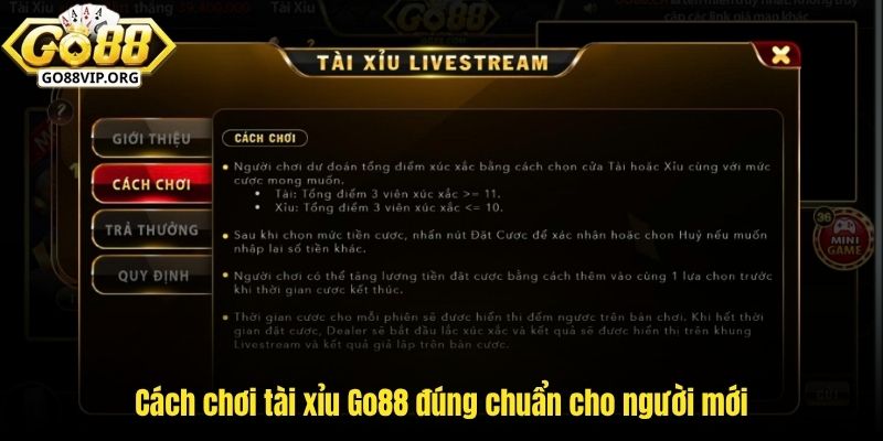 Cách chơi tài xỉu GO88 đúng chuẩn cho người mới