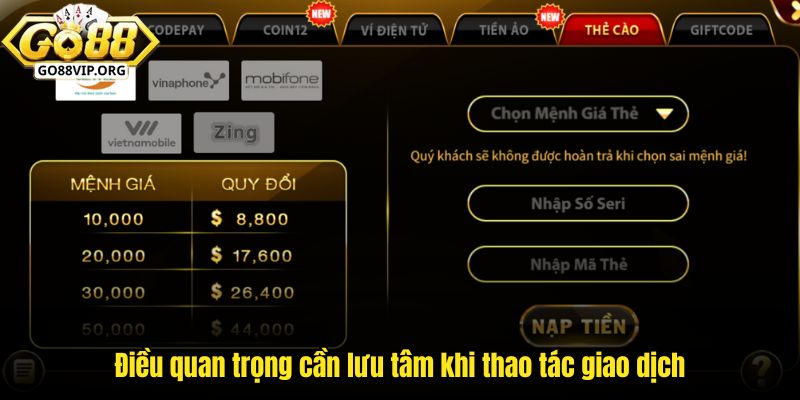 Điều quan trọng cần lưu tâm khi thao tác giao dịch