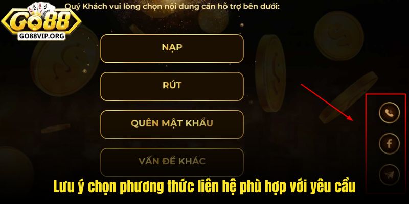 Lưu ý chọn phương thức liên hệ phù hợp với yêu cầu