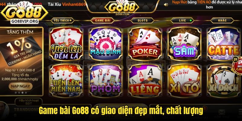 Sảnh game bài mang đến trải nghiệm đa dạng cho người dùng