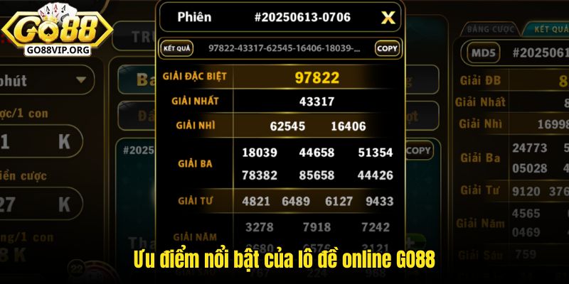 Ưu điểm nổi bật của lô đề online GO88