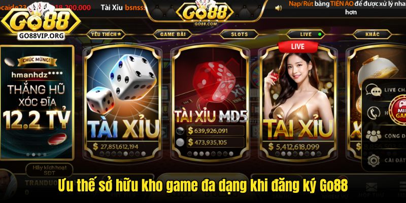 Ưu thế sở hữu kho game đa dạng khi đăng ký GO88